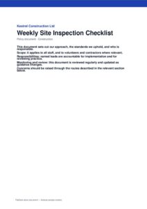 Weekly Site Inspection Checklist