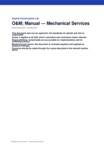O&M Manual — Mechanical Services