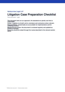 Litigation Case Preparation Checklist