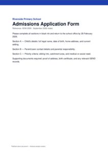 Admissions Application Form