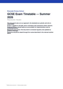 GCSE Exam Timetable — Summer 2026