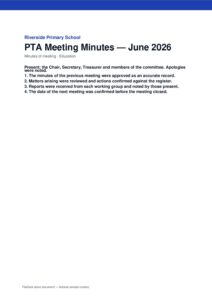 PTA Meeting Minutes — June 2026